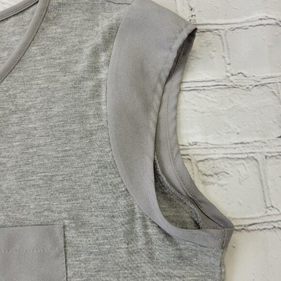 Calvin Klein Woman’s Gray Jersey round neck top with chiffon short sleeves Small - Picture 6 of 9